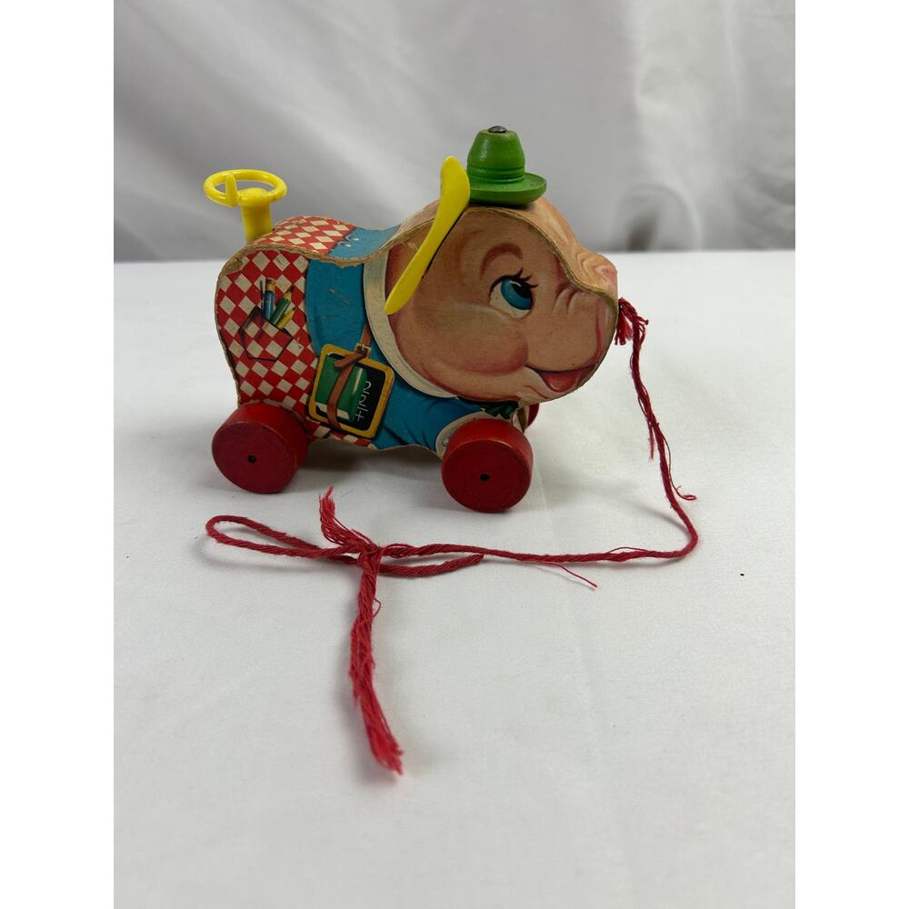 Fisher Price Peter Pig Pull Toy 840 Wood Litho 1950s Vintage Toy